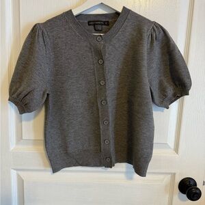 French Connection Gray Short Sleeved Button-Up Cardigan